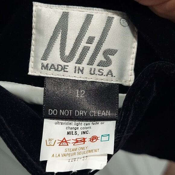 NILS Vintage 90s Retro Black Ski Jacket Reversible Velvet Size 12 - Picture 10 of 12